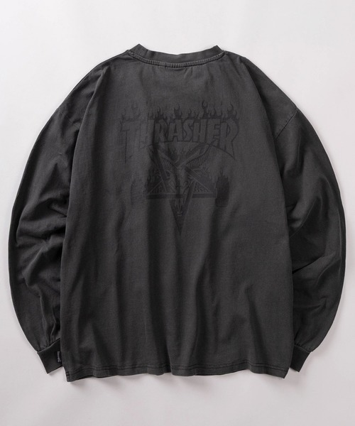 THRASHER（スラッシャー）の「【70】【THRASHER/スラッシャー】ピグメント加工 ワンポイント刺繍 袖フレイム バックプリント ロングスリーブTシャツ（Tシャツ/カットソー・メンズ・グレー/チャコールグレー/ライトグレー/ダークグレー/ブラウン/ブラウン系その他/ピンク/ピンク系その他・M/L/XL）」の13枚目の写真