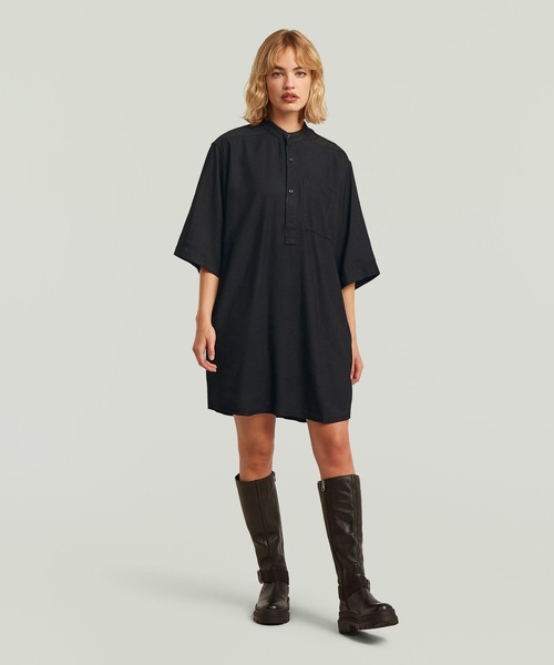 G-STAR（ジースター）の「Shirt Dress/スタンドカラーシャツワンピース/バンドカラー（ワンピース・レディース・ダークブラック・SMALL/MEDIUM/X-SMALL）」の2枚目の写真