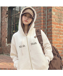 muahmuah | ダブルポイントロゴフードジップアップ [3色](パーカー)
