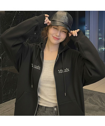 muahmuah（ムーアムーア）の「ダブルポイントロゴフードジップアップ [3色]（パーカー）」