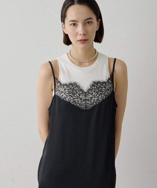 Whim Gazette（ウィムガゼット）の「レースロングキャミ（キャミソール・レディース・ホワイト系その他/ブラック・FREE）」の3枚目の写真