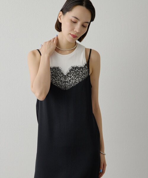 Whim Gazette（ウィムガゼット）の「レースロングキャミ（キャミソール・レディース・ホワイト系その他/ブラック・FREE）」の6枚目の写真