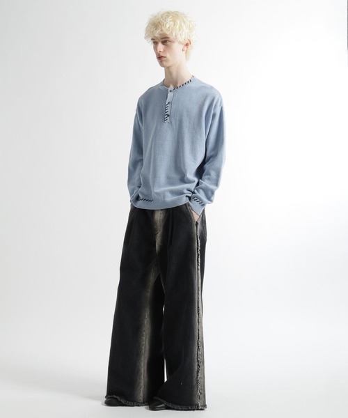 HARE(ハレ)の「フレームラインデニムパンツ(HARE)(デニムパンツ・メンズ・ブラック/ブルー・SMALL/MEDIUM)」の4枚目の写真