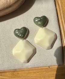 F&D : ハートドロップピアス