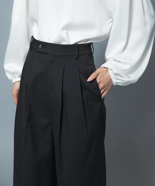 URBAN RESEARCH ROSSO WOMEN（アーバンリサーチ　ロッソ）の「防シワシャンブレーツイルタックパンツ（その他パンツ・レディース・ベージュ系その他/ブラック・36/38）」の10枚目の写真