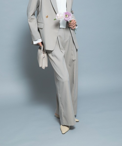 URBAN RESEARCH ROSSO WOMEN（アーバンリサーチ　ロッソ）の「防シワシャンブレーツイルタックパンツ（その他パンツ・レディース・ベージュ系その他/ブラック・36/38）」の2枚目の写真