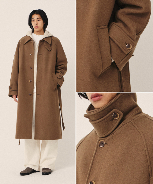 KIIMUIR（キミュア）の「[WOOL 80] ウールリッチ バルマカン ローブコート_サンド（チェスターコート・メンズ・サンドベージュ・MEDIUM/LARGE/X-LARGE）」の10枚目の写真