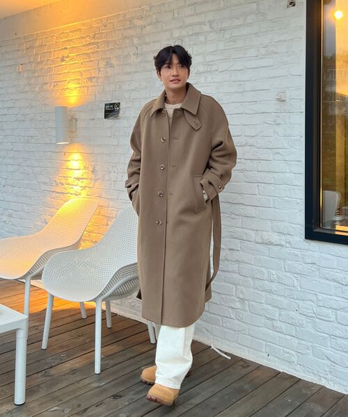 KIIMUIR（キミュア）の「[WOOL 80] ウールリッチ バルマカン ローブコート_サンド（チェスターコート・メンズ・サンドベージュ・MEDIUM/LARGE/X-LARGE）」の3枚目の写真