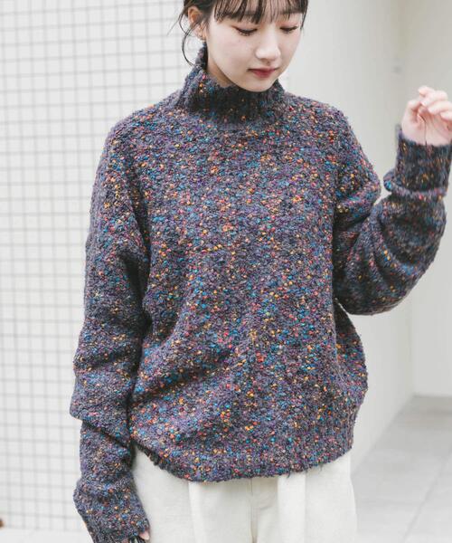 ITEMS URBANRESEARCH（アイテムズ アーバンリサーチ）の「ハイネックカラーネップニット（ニット/セーター・レディース・ベージュ/チャコールグレー/ボルドー・FREE）」の6枚目の写真