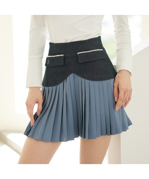 J.JANE(ジェイジェーン)の「ハートシェイププリーツスカート (デニム)(スカート・レディース・インディゴブルー・M/S/XS)」の1枚目の写真