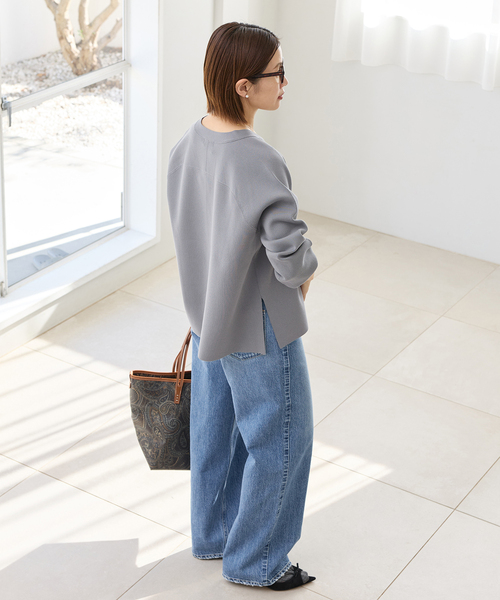 新色/追加》ファインコットンスムースVネックカーディガン