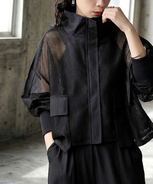 antiqua(アンティカ)の「配色 切替え メッシュ ブルゾン(ブルゾン・レディース・ブラック/グレー・ONESIZE)」の17枚目の写真