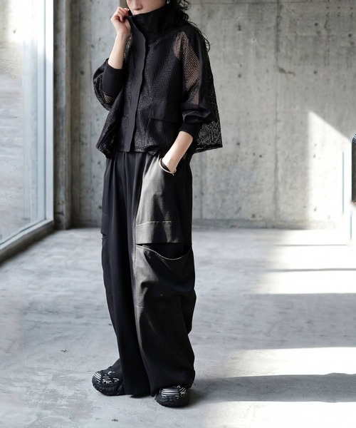antiqua(アンティカ)の「配色 切替え メッシュ ブルゾン(ブルゾン・レディース・ブラック/グレー・ONESIZE)」の16枚目の写真