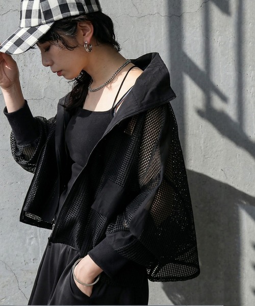antiqua(アンティカ)の「配色 切替え メッシュ ブルゾン(ブルゾン・レディース・ブラック/グレー・ONESIZE)」の15枚目の写真