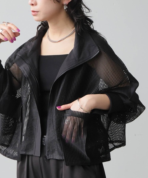 antiqua(アンティカ)の「配色 切替え メッシュ ブルゾン(ブルゾン・レディース・ブラック/グレー・ONESIZE)」の14枚目の写真