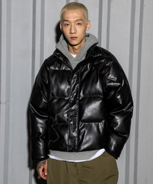 XTONZ（エクストーンズ）の「XJ88カメリアフラワーレザーパディング（BLACK）（ダウンジャケット/コート）」