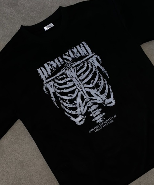lilful(リルフル)の「【26年春夏新作】スカルボーンプリントTシャツ(Tシャツ/カットソー・メンズ・ブラック/ダークグレー/ベージュ・M/L)」の14枚目の写真