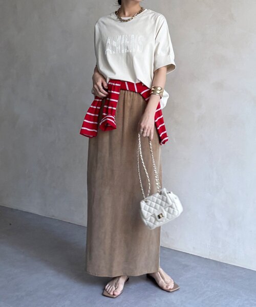 DouDou（ドゥドゥ）の「【WEB限定】AMIENESロゴTEE（Tシャツ/カットソー・レディース・モカ/チャコールグレー/アイボリー・FREE）」の4枚目の写真