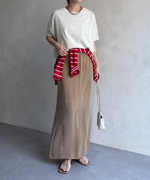 DouDou（ドゥドゥ）の「【WEB限定】AMIENESロゴTEE（Tシャツ/カットソー・レディース・モカ/チャコールグレー/アイボリー・FREE）」の5枚目の写真