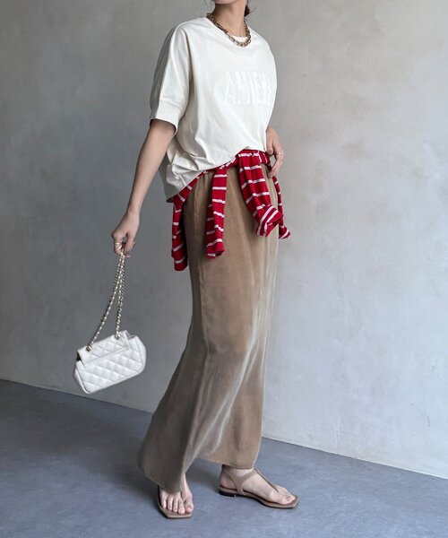 DouDou（ドゥドゥ）の「【WEB限定】AMIENESロゴTEE（Tシャツ/カットソー・レディース・モカ/チャコールグレー/アイボリー・FREE）」の6枚目の写真