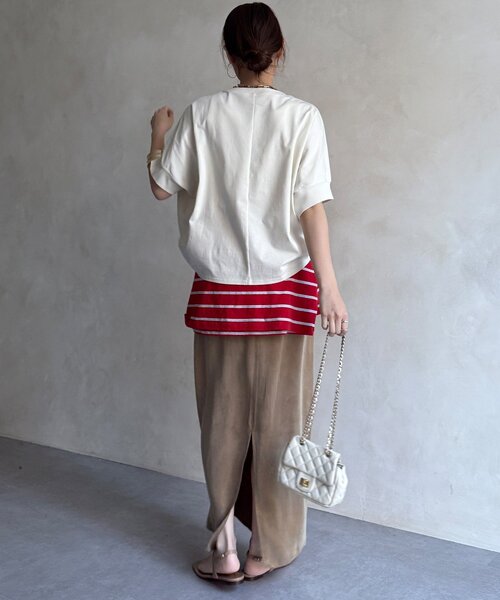 DouDou（ドゥドゥ）の「【WEB限定】AMIENESロゴTEE（Tシャツ/カットソー・レディース・モカ/チャコールグレー/アイボリー・FREE）」の8枚目の写真