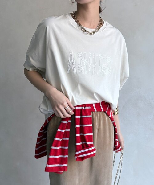 DouDou（ドゥドゥ）の「【WEB限定】AMIENESロゴTEE（Tシャツ/カットソー・レディース・モカ/チャコールグレー/アイボリー・FREE）」の9枚目の写真