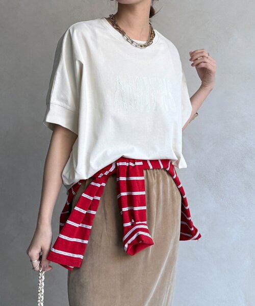 DouDou（ドゥドゥ）の「【WEB限定】AMIENESロゴTEE（Tシャツ/カットソー・レディース・モカ/チャコールグレー/アイボリー・FREE）」の10枚目の写真