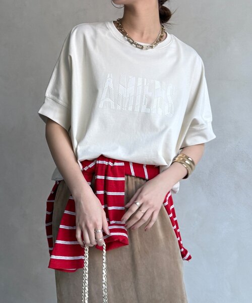 DouDou（ドゥドゥ）の「【WEB限定】AMIENESロゴTEE（Tシャツ/カットソー・レディース・モカ/チャコールグレー/アイボリー・FREE）」の11枚目の写真