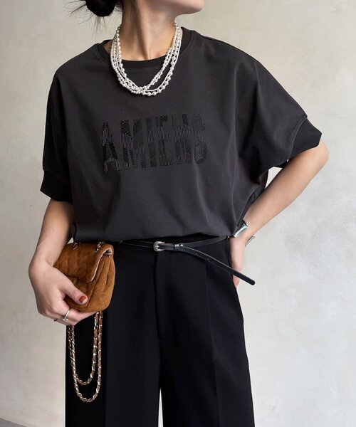 DouDou（ドゥドゥ）の「【WEB限定】AMIENESロゴTEE（Tシャツ/カットソー・レディース・モカ/チャコールグレー/アイボリー・FREE）」の19枚目の写真