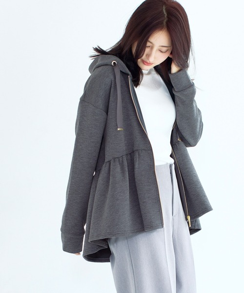 coca（coca）（コカ）の「ソフトスウェットフレアパーカー（パーカー・レディース・ブラック/チャコール・M/L）」の6枚目の写真