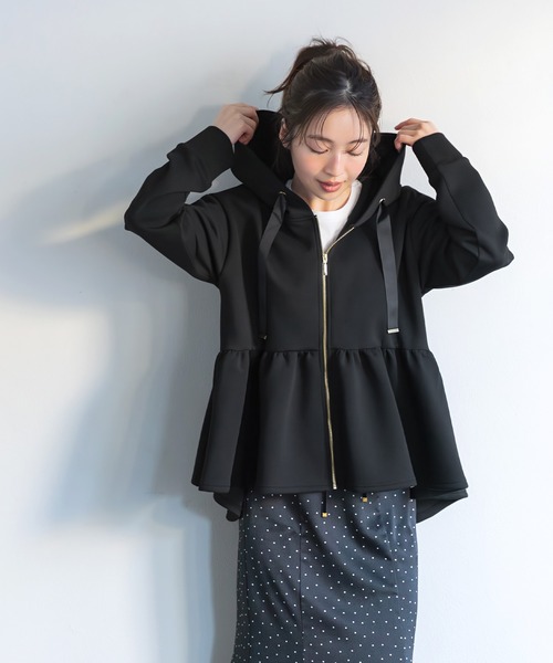 coca（coca）（コカ）の「ソフトスウェットフレアパーカー（パーカー・レディース・ブラック/チャコール・M/L）」の14枚目の写真