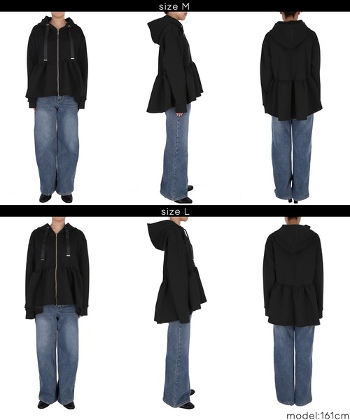 coca（coca）（コカ）の「ソフトスウェットフレアパーカー（パーカー・レディース・ブラック/チャコール・M/L）」の15枚目の写真