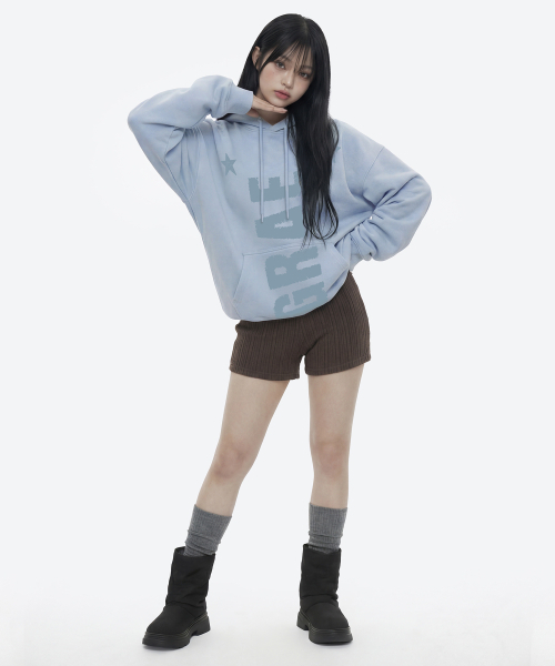 GRAVER（グレーバー）の「[UNISEX]GRAE-STAR フードパーカー_SKY BLUE（パーカー・レディース・ライトブルー・MEDIUM/LARGE/SMALL）」の3枚目の写真