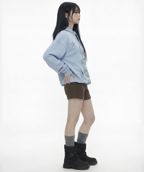 GRAVER（グレーバー）の「[UNISEX]GRAE-STAR フードパーカー_SKY BLUE（パーカー・レディース・ライトブルー・MEDIUM/LARGE/SMALL）」の2枚目の写真