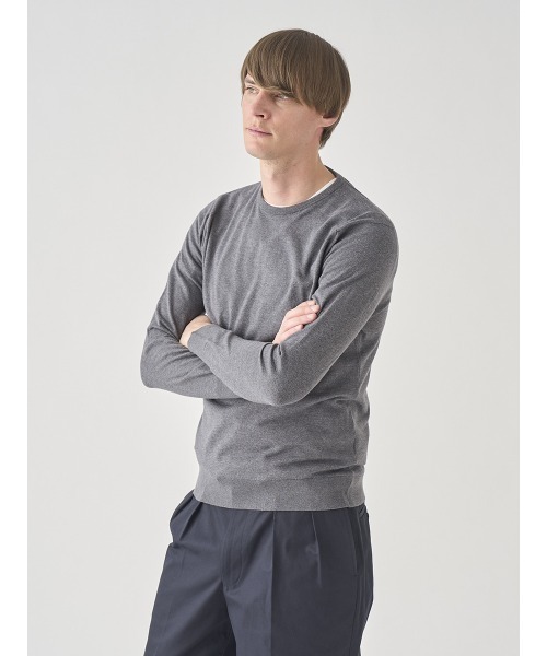 JOHN SMEDLEY(ジョンスメドレー)の「クルーネック長袖コットンニットプルオーバー(ニット/セーター・メンズ・チャコールグレー・M/XL/S/L)」の4枚目の写真