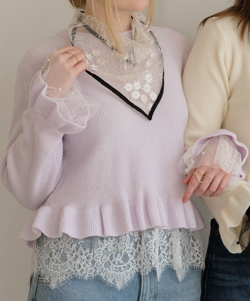 ZAKKA-BOX(ザッカボックス)の「レイヤードレーススカート(スカート・レディース・アイボリー/オフホワイト/ホワイト系その他・FREE)」の4枚目の写真