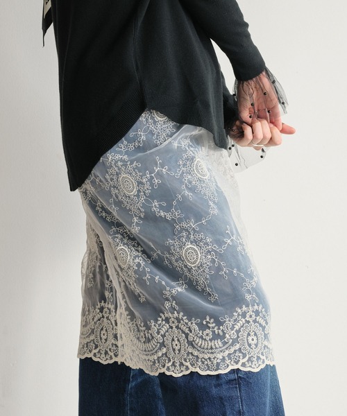 ZAKKA-BOX(ザッカボックス)の「レイヤードレーススカート(スカート・レディース・アイボリー/オフホワイト/ホワイト系その他・FREE)」の11枚目の写真