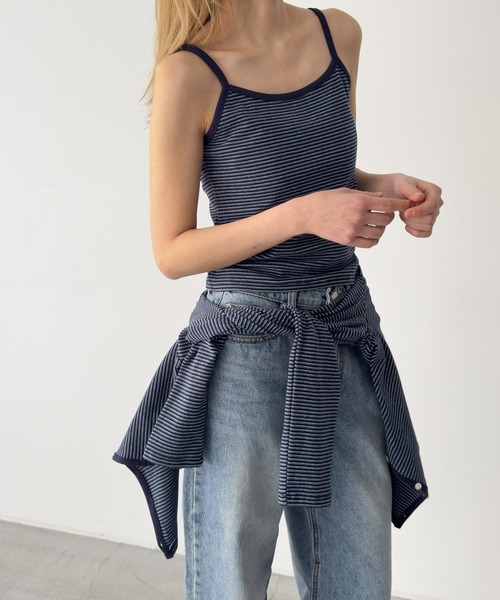 CANAL JEAN（キャナルジーン）の「SLEEK　細ボーダーアンサンブル（アンサンブル・レディース・アイボリー/ネイビー・ONE SIZE）」の5枚目の写真