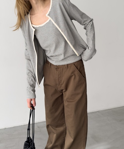 CANAL JEAN（キャナルジーン）の「SLEEK　細ボーダーアンサンブル（アンサンブル・レディース・アイボリー/ネイビー・ONE SIZE）」の7枚目の写真