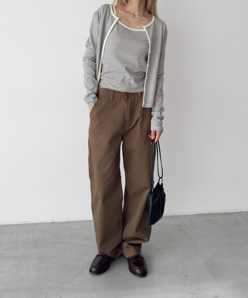 CANAL JEAN（キャナルジーン）の「SLEEK　細ボーダーアンサンブル（アンサンブル・レディース・アイボリー/ネイビー・ONE SIZE）」の10枚目の写真