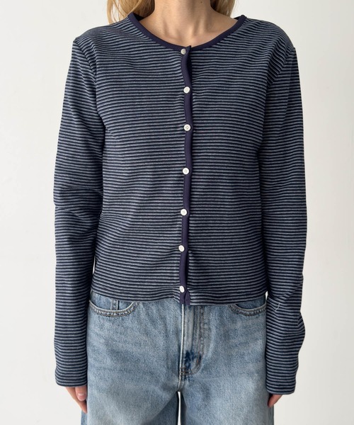 CANAL JEAN（キャナルジーン）の「SLEEK　細ボーダーアンサンブル（アンサンブル・レディース・アイボリー/ネイビー・ONE SIZE）」の11枚目の写真