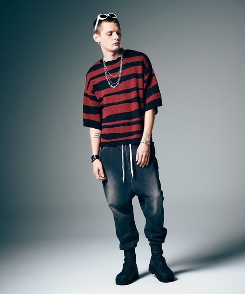 glamb(グラム)の「Random Border Summer Knit / ランダムボーダーサマーニット(ニット/セーター・メンズ・ホワイト/レッド・M/L)」の11枚目の写真