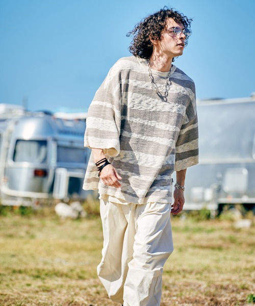 glamb(グラム)の「Random Border Summer Knit / ランダムボーダーサマーニット(ニット/セーター・メンズ・ホワイト/レッド・M/L)」の13枚目の写真
