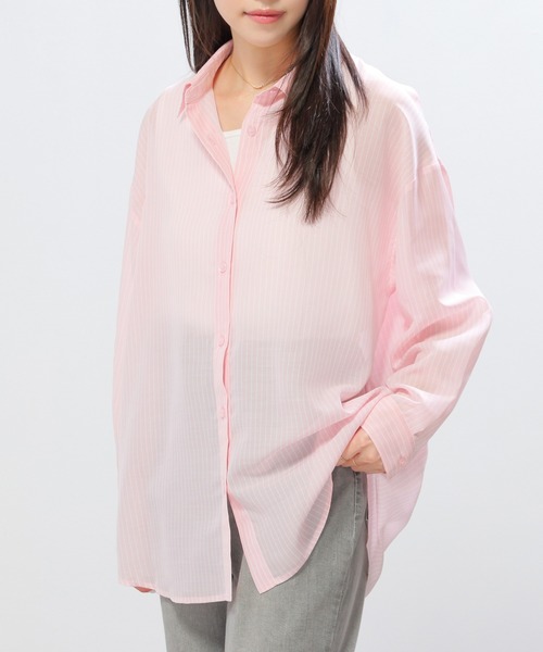 Honeys(ハニーズ)の「タンク付シアーシャツ(シャツ/ブラウス・レディース・ブルー系その他3/オリーブ/ピンク系その他/ホワイト/イエロー系1/スミクロ/ホワイト×ネイビー/ブルー・L/LL/M/S)」の8枚目の写真