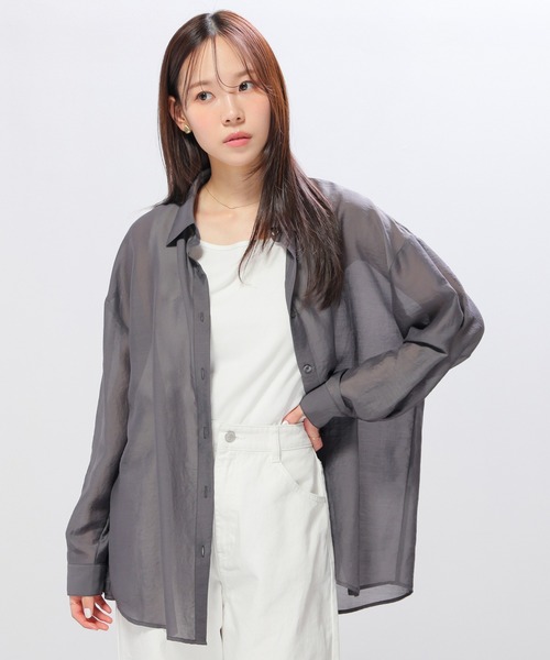 Honeys(ハニーズ)の「タンク付シアーシャツ(シャツ/ブラウス・レディース・ブルー系その他3/オリーブ/ピンク系その他/ホワイト/イエロー系1/スミクロ/ホワイト×ネイビー/ブルー・L/LL/M/S)」の14枚目の写真