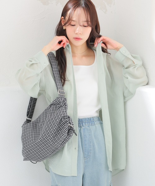 Honeys(ハニーズ)の「タンク付シアーシャツ(シャツ/ブラウス・レディース・ブルー系その他3/オリーブ/ピンク系その他/ホワイト/イエロー系1/スミクロ/ホワイト×ネイビー/ブルー・L/LL/M/S)」の17枚目の写真