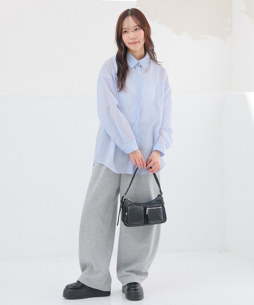 Honeys(ハニーズ)の「タンク付シアーシャツ(シャツ/ブラウス・レディース・ブルー系その他3/オリーブ/ピンク系その他/ホワイト/イエロー系1/スミクロ/ホワイト×ネイビー/ブルー・L/LL/M/S)」の21枚目の写真