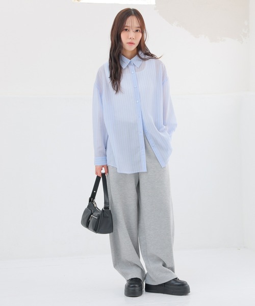 Honeys(ハニーズ)の「タンク付シアーシャツ(シャツ/ブラウス・レディース・ブルー系その他3/オリーブ/ピンク系その他/ホワイト/イエロー系1/スミクロ/ホワイト×ネイビー/ブルー・L/LL/M/S)」の22枚目の写真