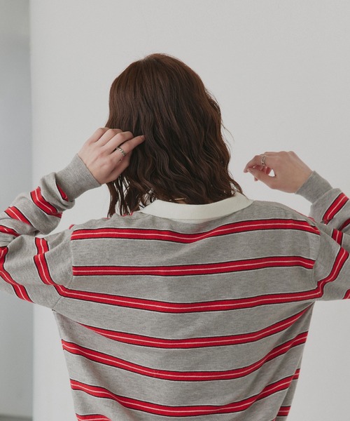 ad thie(アドティエ)の「マルチボーダー ラガー ニット(ニット/セーター・レディース・ブラウン/ライトグレー/グレー・FREE)」の6枚目の写真