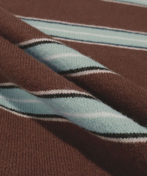 ad thie(アドティエ)の「マルチボーダー ラガー ニット(ニット/セーター・レディース・ブラウン/ライトグレー/グレー・FREE)」の4枚目の写真